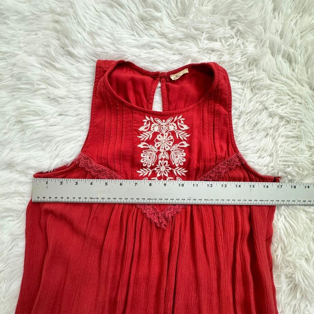 Hollister Red Lace Trim Mini Dress Large Sleeveless Boho - Picture 7 of 11